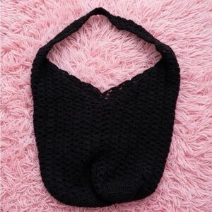 Unbranded Handmade Crochet BOHO Black Shoulder Purse